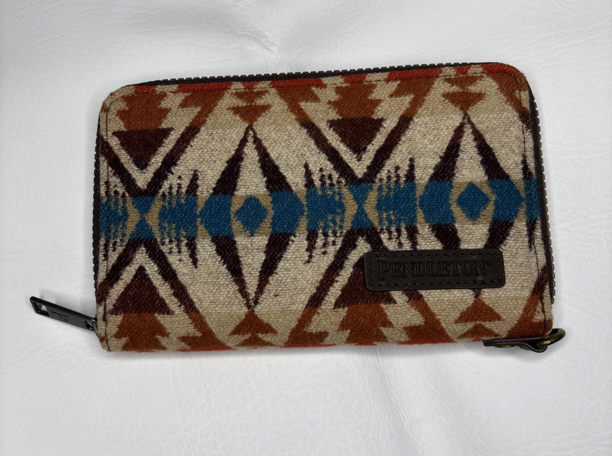 Pendleton Wool Leather Wallet Zip Around Organize… - image 1