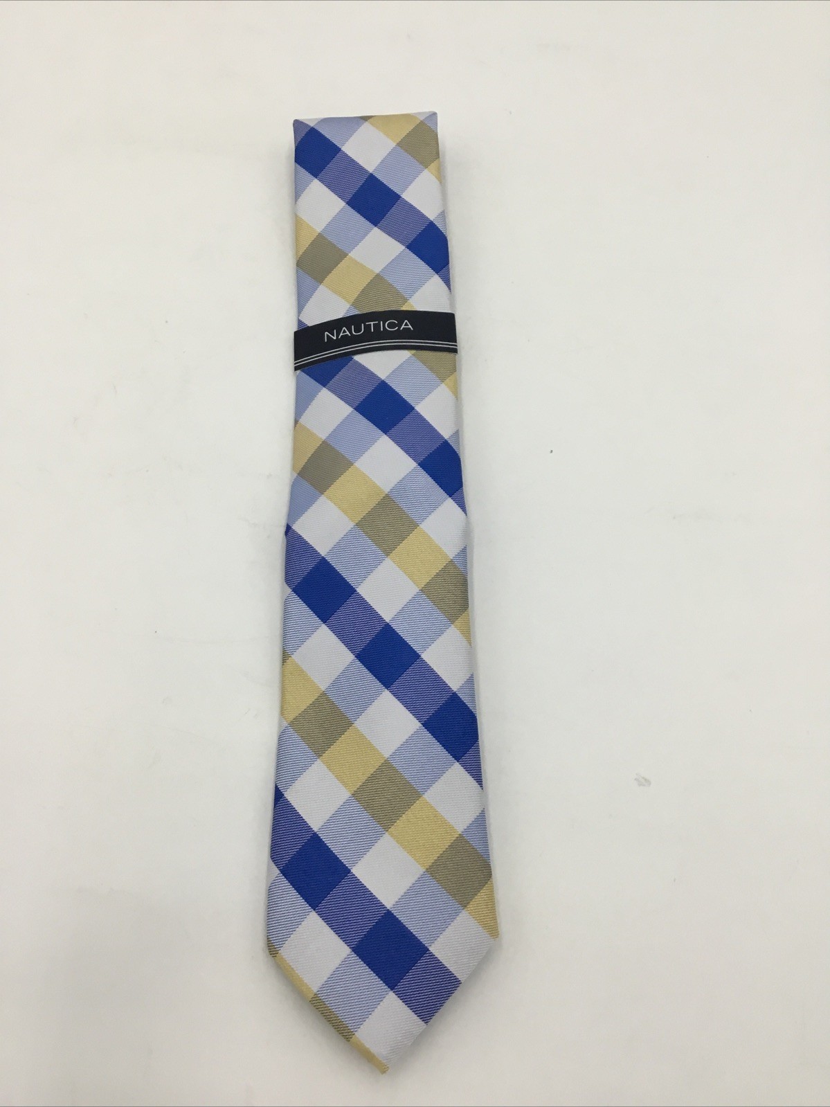 Nautica Mens Yellow Blue Plaid Necktie-OS 3490₽