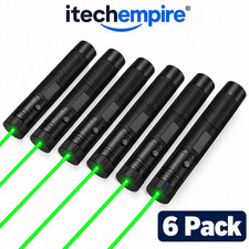 6 Pack Green Beam Laser Pointer Pen 532nm Rechargeable Adjustable Focus Light