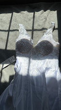 Wedding Bridal Dress Size 10 White/Ivory Satin Lace A-Line V-Neck Full-Length