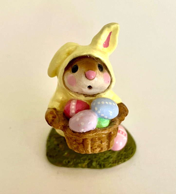 Wee Forest Folk Easter Bunny Mouse Yellow - Retired WFF excellent with box