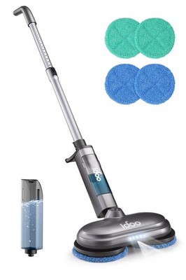 Cordless Electric Mop, Rechargeable Spin Mop with Water Spray & LED Headlight...