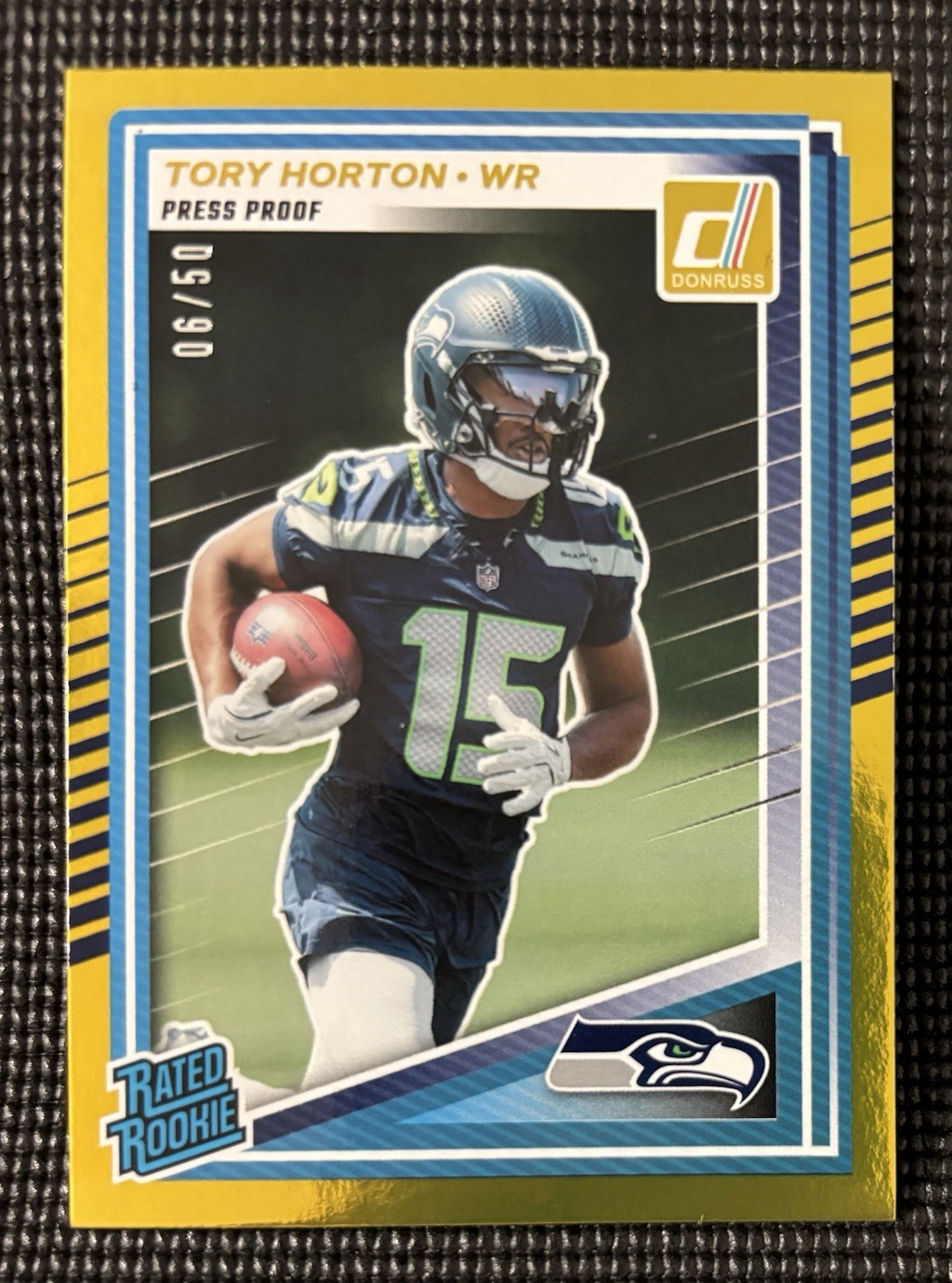 2025 Panini Donruss Tory Horton Rated Rookie Gold Press Proof /50 RC Seahawks