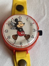 Vintage Mickey Mouse Wristwatch Yellow Band Disney Untested
