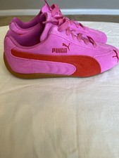 PUMA Pink Red Suede Mens Low Top Lace-Up Athl...