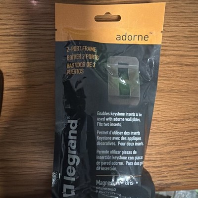 Legrand Adorne AC2PFM1 1-Gang 2-Port Keystone Wall Plate   Magnesium   NEW