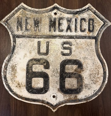 RARE Original Antique New Mexico US Route 66 Embossed Highway Road Sign 16 