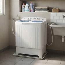 8KG Portable Twin Tub Washing Machine - Dual Motor, Compact Design for Travel