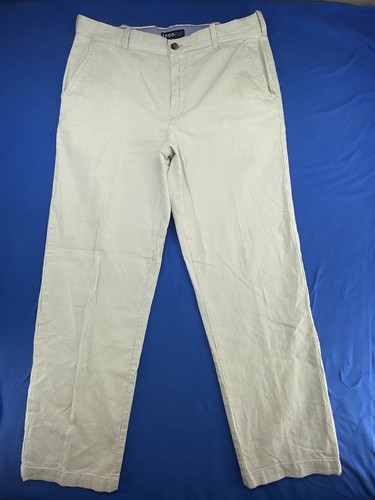 IZOD Straight Fit Pants Men’s Size 34X32 Blue White Stripe Chinos Preppy Golf - Picture 4 of 14