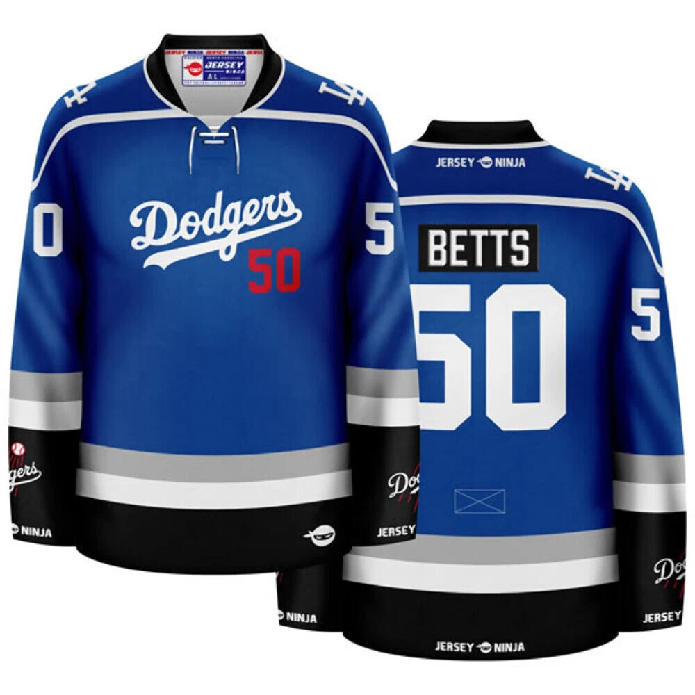 Jersey Ninja - Los Angeles Dodgers Blue Mookie Betts Crossover Hockey Jersey