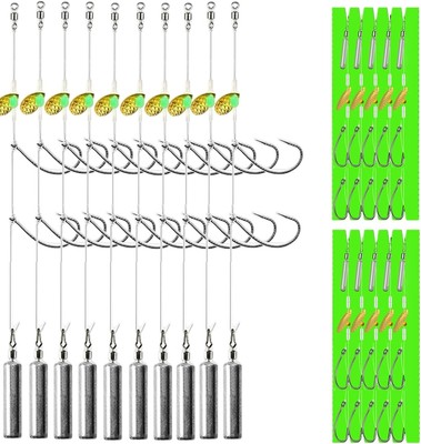 10Pcs Drop Shot Ready Rigs Kit with 2 Fishing Wacky Hooks,No Snag Skinny