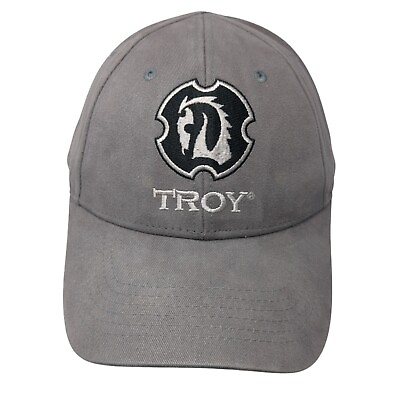 #ad Troy Strapback Baseball Cap Gray One Size Adjustable Embroidered Vented Holes $22.56