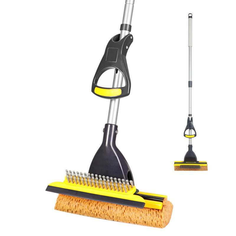  Sponge Floor Mop And Collapsible Plastic Bucket Bathroom Garage Clean SYSTEM
