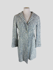 Marc Jacobs Blue & White Print Virgin Wool Blend Jacket Size Uk10/us6