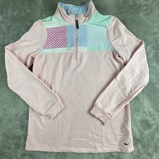 Vineyard Vines Target Pullover Girls XL 14/15 Pink 1/4 Zip Patchwork Whale Youth