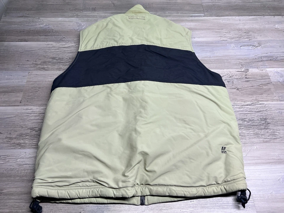Chaleco reversible Abercrombie & Fitch para hombre beige negro talla grande cremallera completa polar Foto 2 de 4