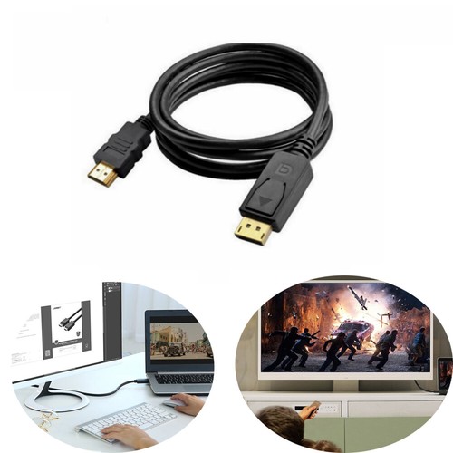 2*1,8m DisplayPort DP auf HDMI Adapter Kabel 1.2 HDMI 1.4 Wandler Full HD 3D 108 - Bild 1 von 2