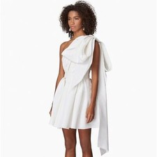 NWT. $2990 Carolina Herrera One Shoulder Bow Dress Sz 14