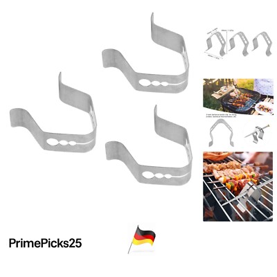 Stainless Steel BBQ Clip 3-Hole Probe Mounting Holder for Grills,Ovens