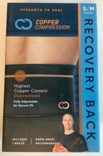 NEW Copper Compression CCRBB/BS3 Copper Infused SMALL/MEDIUM Black Back Brace