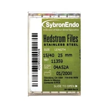 Kerr 11359 SybronEndo Hedstrom Files Stainless Steel 25mm #15-40 Assorted 6/Bx