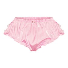 Sissy Frilly Ruffled Lace Silky Satin Full Coverage Cover Briefs Panties