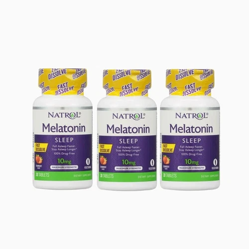 3PK Natrol Melatonin Fast Dissolve Tablets 10 mg, Strawberry, 30 tabs, EXP 05/25