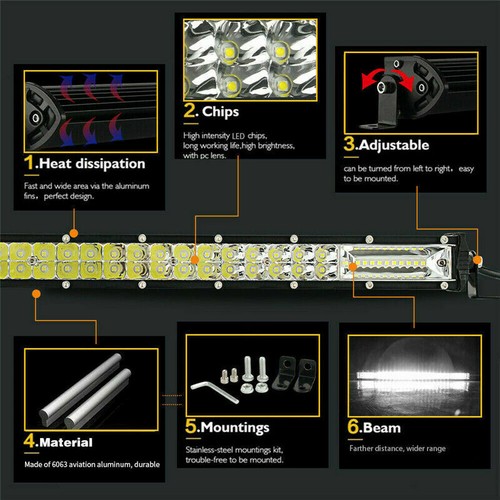 20inch 648W Led Light Bar Dual Row Spot Flood Combo Work UTE Truck SUV ATV - Picture 5 of 11