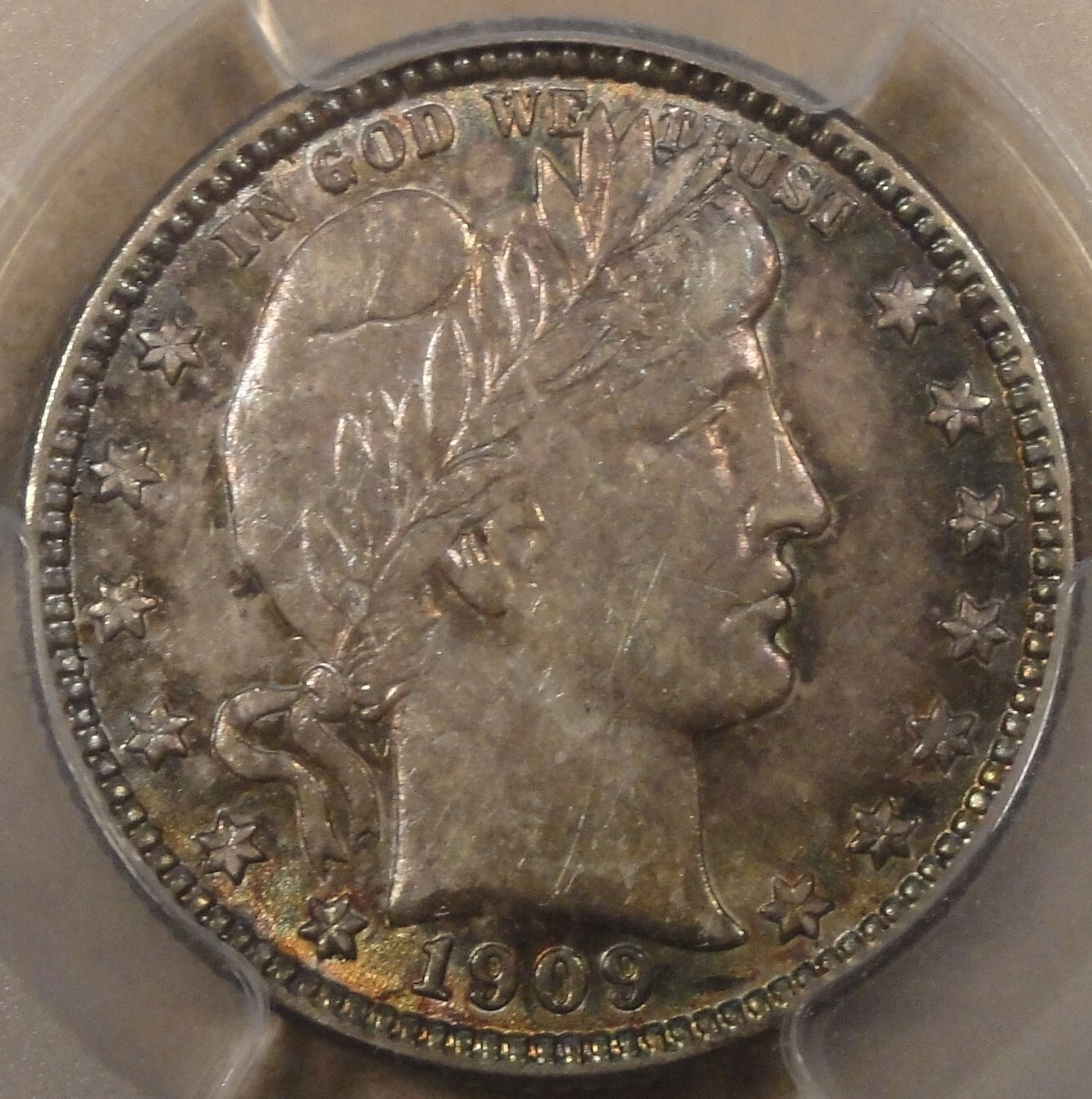 1909-O Barber Quarter 25c PCGS Certified AU58 CAC Please read description