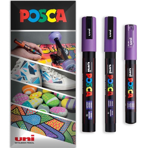 POSCA Paint Marker Pen - Water Based Permanent Multi Surface - Packs of 3 Pens - Picture 62 of 62