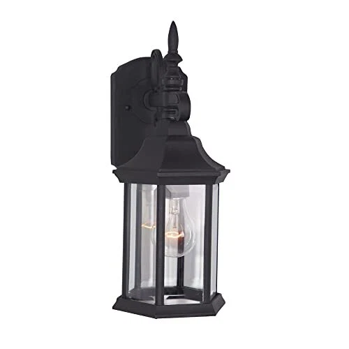 14 Inch Black Outdoor Lantern Sconce Elegant Wall Light Fixture for Entryway - Picture 10 of 11