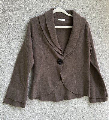 Marks & Spencer Sweater Womens 10 Brown WOOL Jacket UK 14