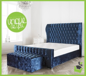 new luxury duchess winged chesterfield crushed velvet designer bed frame 4 sizes ebay