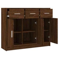 AX Credenza Mobiletto 91x28x75cm Legno truciolare Rovere Marrone Casa 0K 823015