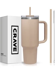 Crave Cups 40oz Tumbler with Lid and Straw l Reusable Spill Proof Double Wall