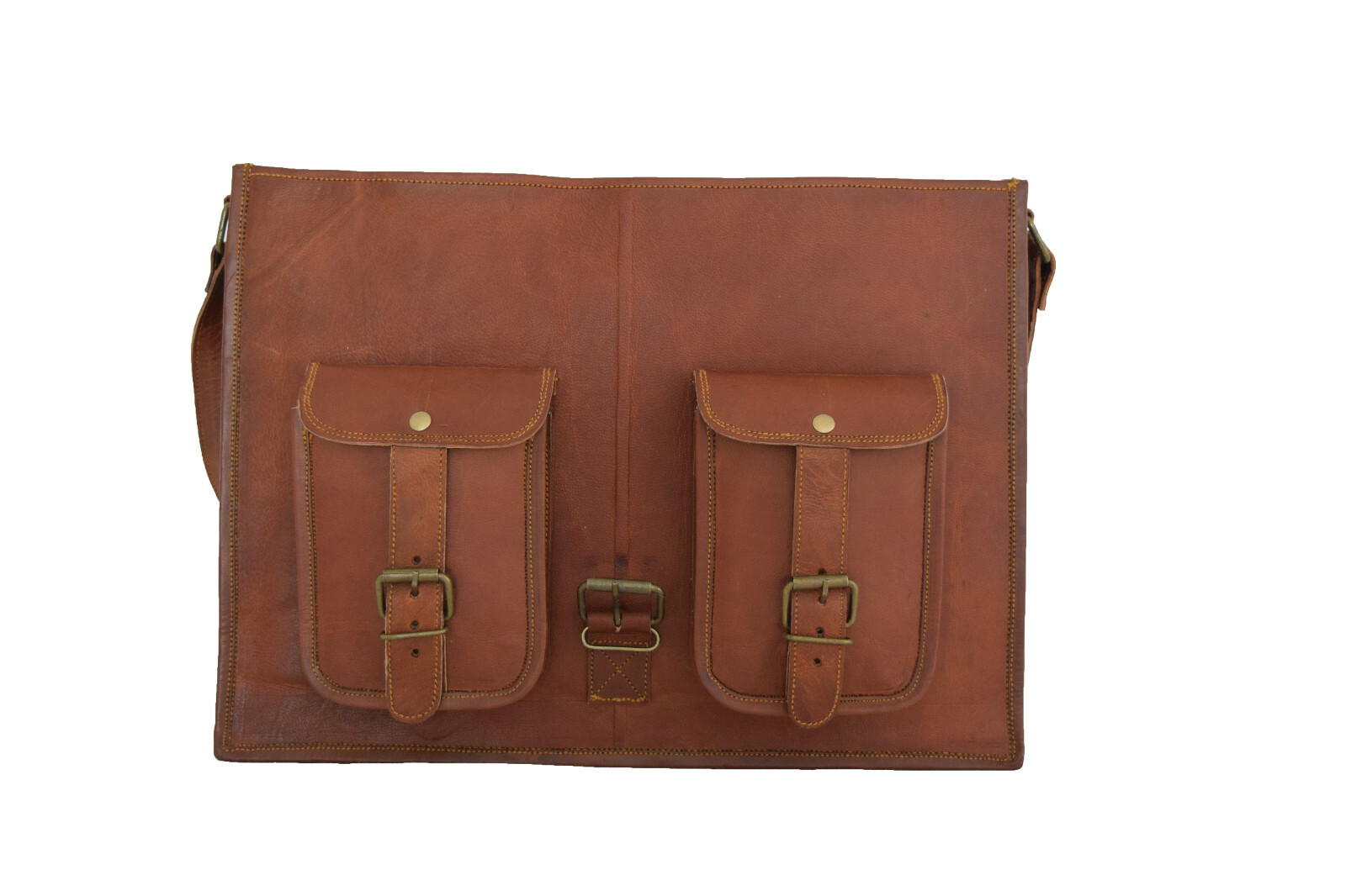 15 In Messenger Bag Office School Laptop Satchel Real Leather Shoulder Bags