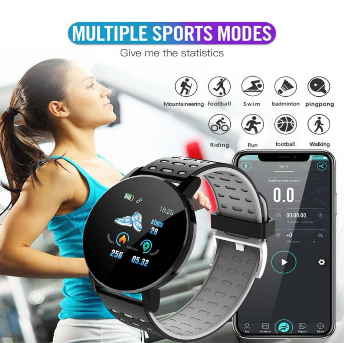 Smart Watch iOS Android Blood Pressure Fitness Tracker Sports Wristwatch