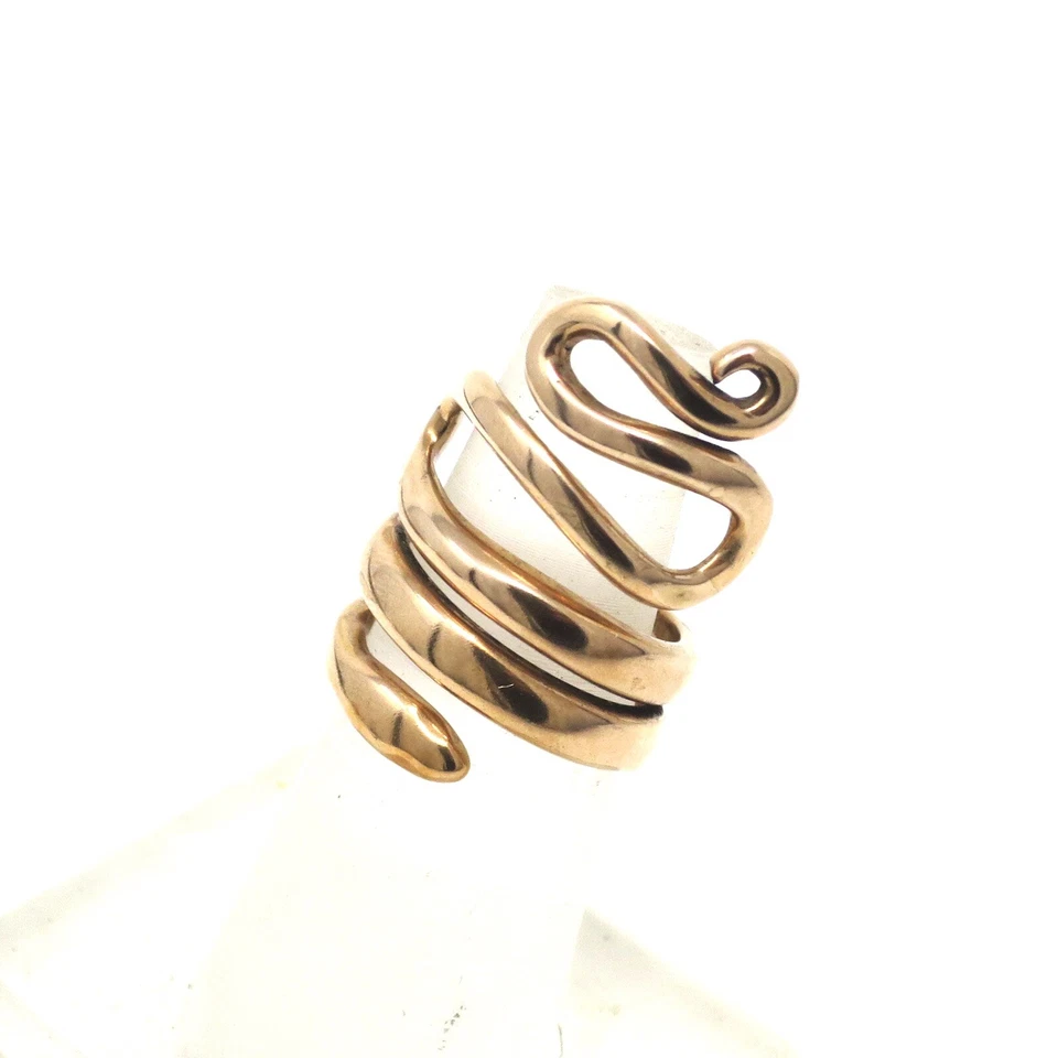 Anillo Serpiente Serpiente Envoltura Larga Latón Bali Oro Rosa Hecho a Mano Talla 7-7.5 01 Foto 3 de 4
