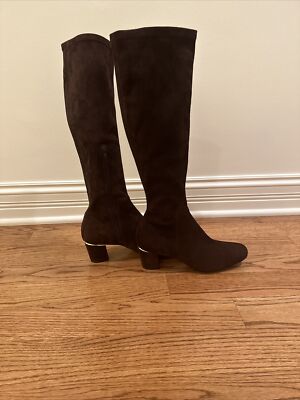 New Vero Cuoio Chocolate Brown Suede Leather Knee Boots Size 10/40