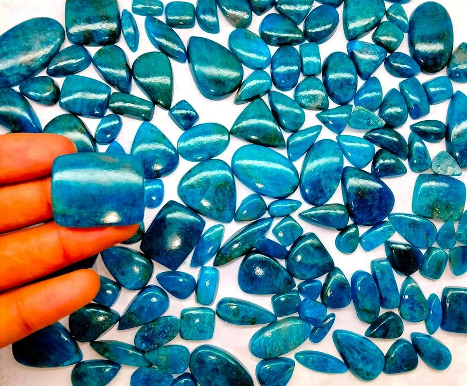 Lote al por mayor de piedras preciosas sueltas cabujón forma mezcla apatita neón azul natural AAA Foto 2 de 4