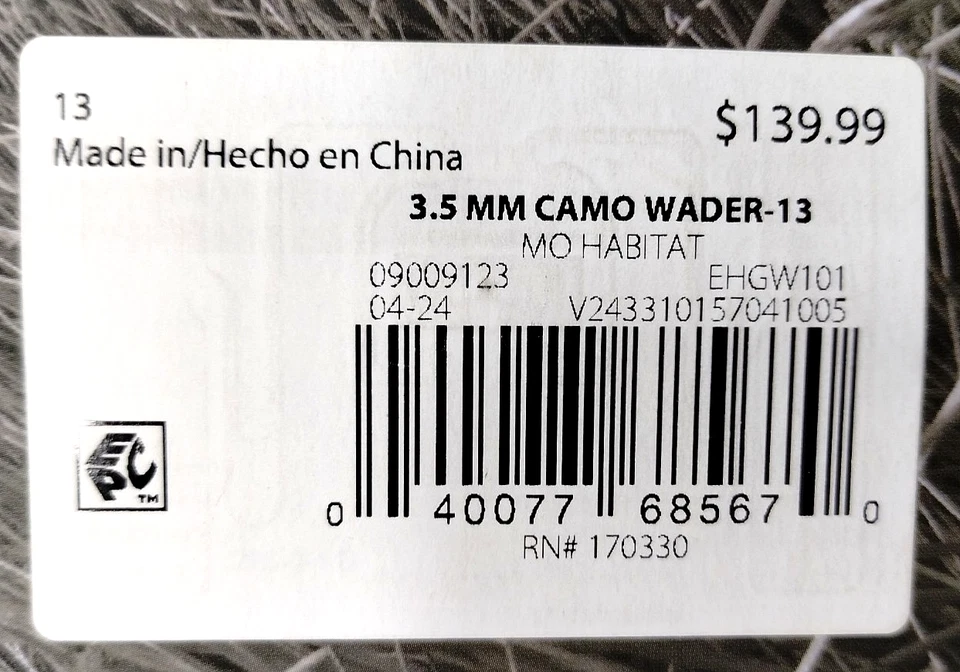Size 13 EHG Elite Mossy Oak Shadow Grass Habitat Neoprene Waders NEW IN BOX - Image 4 of 4