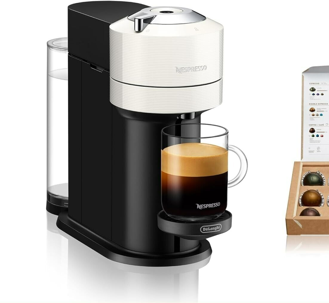 Nespresso Vertuo Next by De'Longhi White Espresso Machine with Open Box Pods