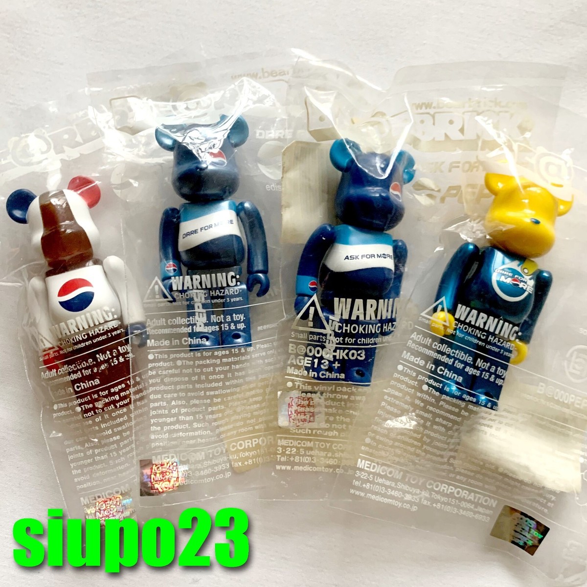Medicom 100% Bearbrck ~ Pepsi x Clot Be@rbrck 2003 - 2005 4p | eBay
