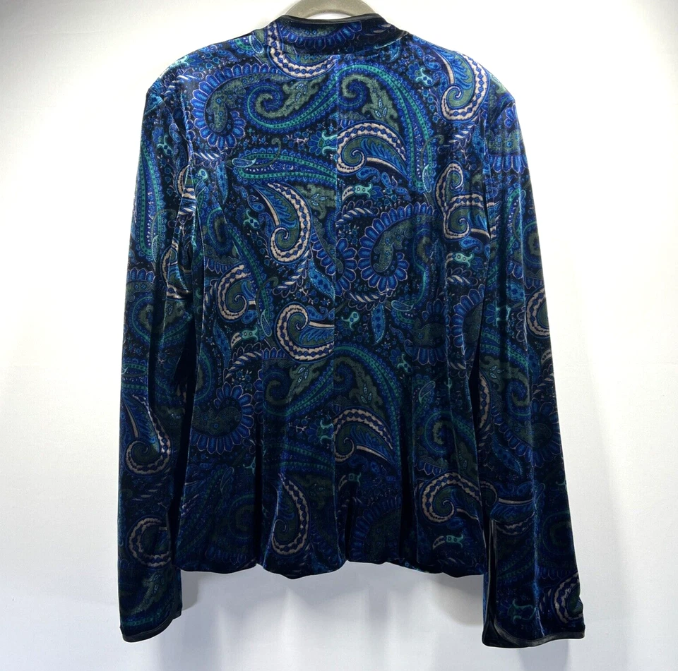 Chaqueta para mujer MSK grande de terciopelo azul negro manga larga cubierta botones forrada Foto 2 de 4