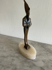 Vintage Mid century modern Bronzed Figure Marble Onyx Base