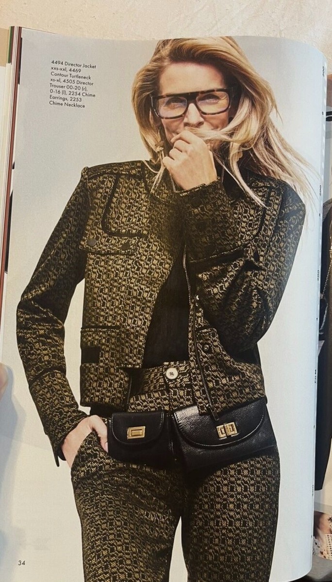 Cabi New NWT Director Jacket #4494 Black Brown gold print