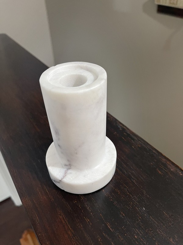 Beautiful New Marble 4” H Taper Candle Holder, Made In India.