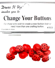 NEW Lot of 12 Ladybug Costume Buttons/Craft Buttons SHANK Red/Black  1 cm