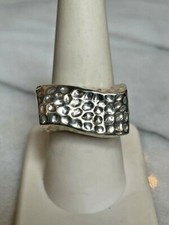 MODERNIST 925 STERLING SILVER HAMMERED WAVE DESIGN RING SIZE 8.5
