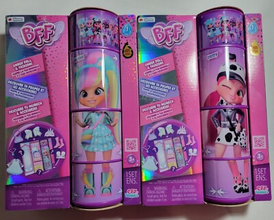 (2) BFF * CRY BABIES * UNBOX DOLL & FASHIONS * JENNA  & DOTTY * 8'' DOLLS